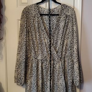 Belted Leopard Faux Wrap Dress